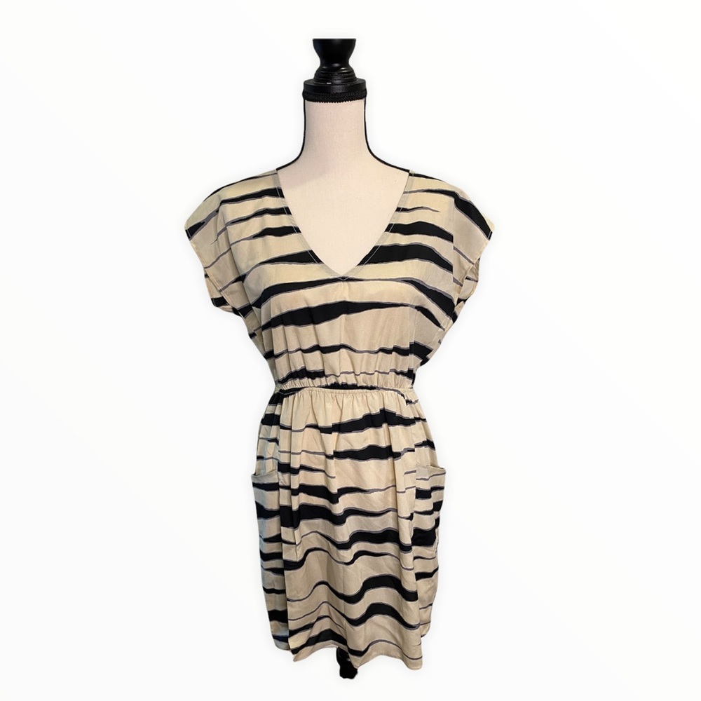 Bee Stitched Striped Dress with Pockets